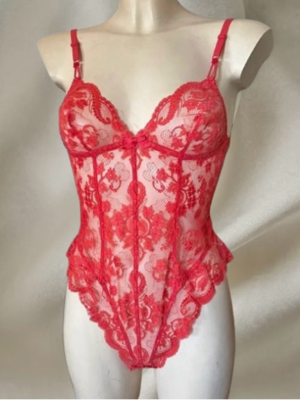 New❤️LA PERLA Vintage Lace Sheer Bodysuit - Red